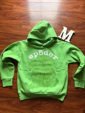 Sp5der Green Web Hoodie Size M NEW